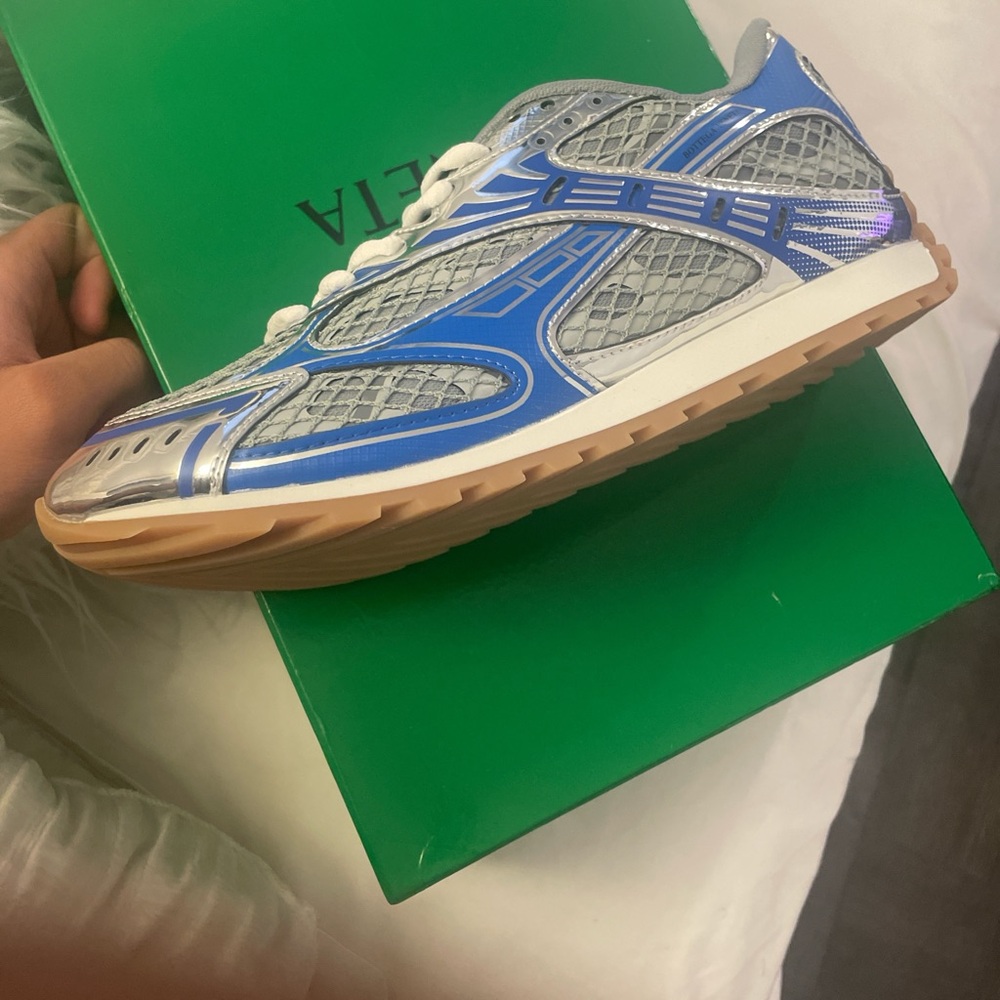 Bottega Veneta Orbit Blue and Silver Sneakers